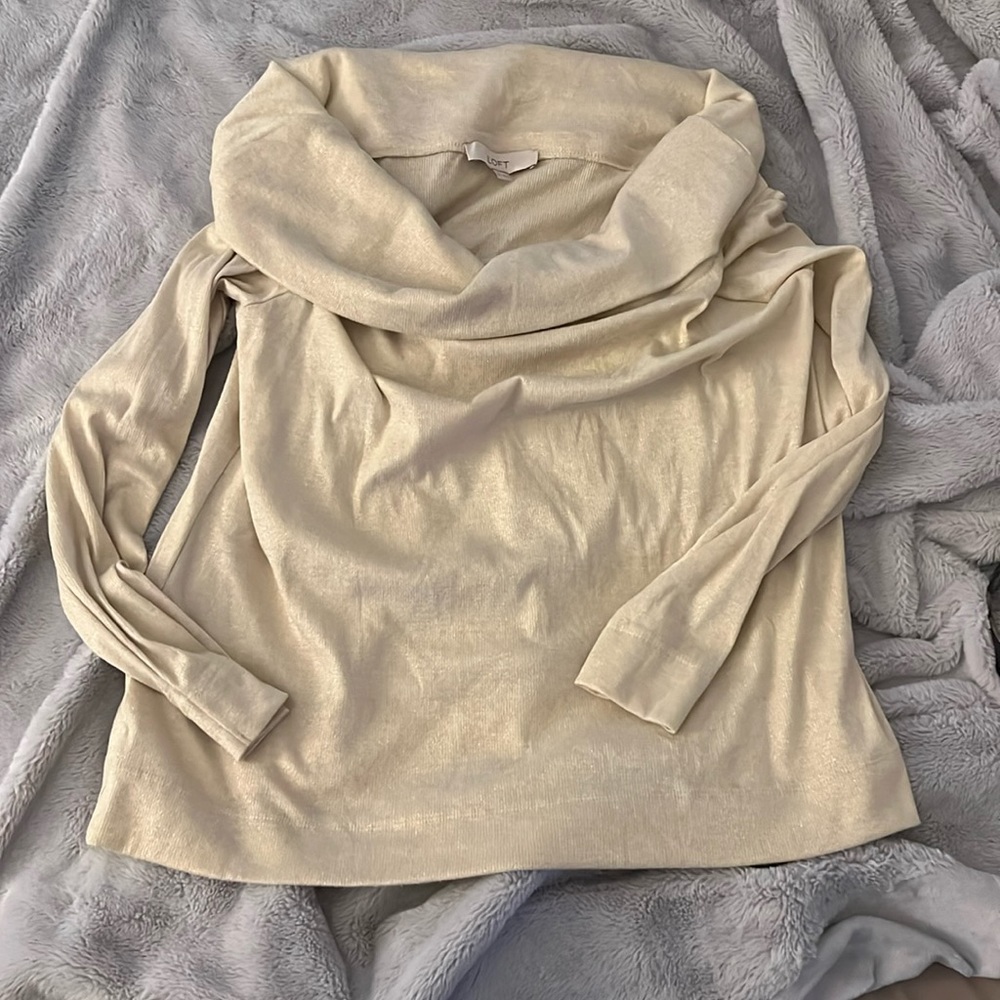 Gorgeous, gently used Loft gold cowl neck sweater, size XL